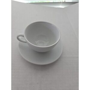 Apilco Porcelain Coffee Cup & Saucer White 8 Oz. Traditional Mug Tea